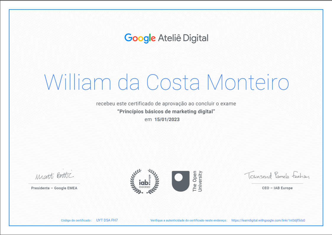 Bara Agência certificação Google